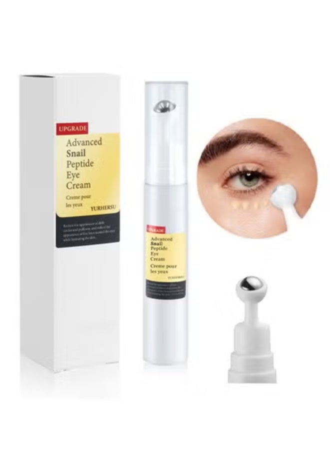 YURHERSU كريم العين الببتيد الحلزون المتقدم - كريم العين المضاد للتجاعيد للهالات السوداء والانتفاخ يقلل الخطوط الدقيقة والتجاعيد باستخدام كهربائي مضاد للشيخوخة علاج تنعيم العناية بالبشرة - Image 1